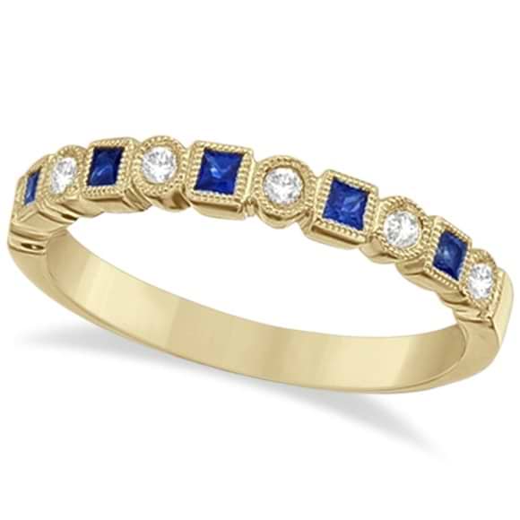 3/4 CT. T.W. Quad Princess-Cut Diamond and Blue Sapphire Ring in 14K White  Gold | Zales