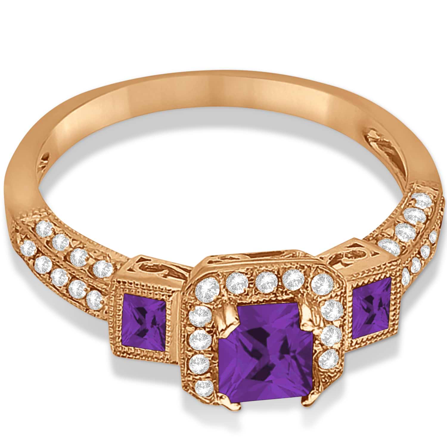 Amethyst & Diamond Engagement Ring in 14k Rose Gold (1.35ctw)