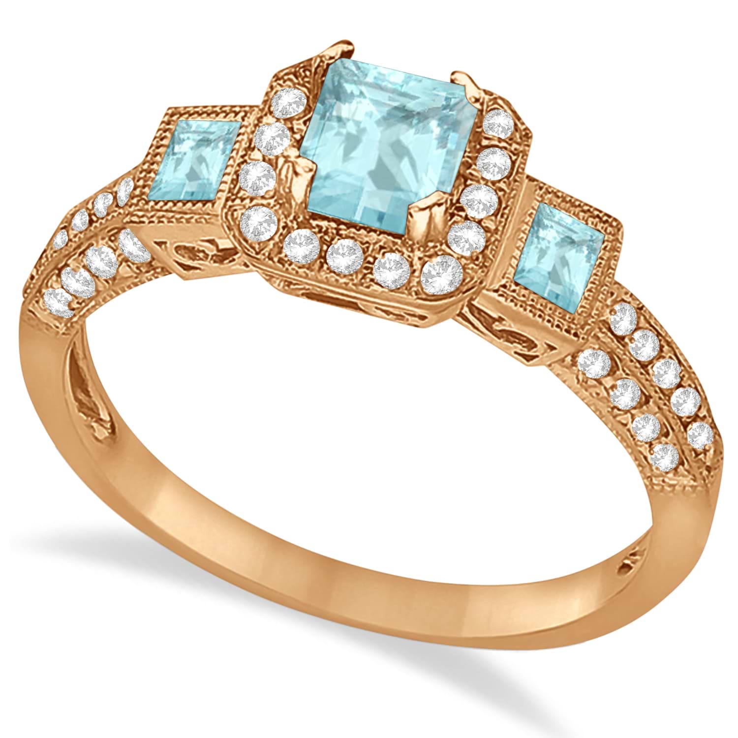 Aquamarine & Diamond Engagement Ring in 14k Rose Gold (1.35ctw)
