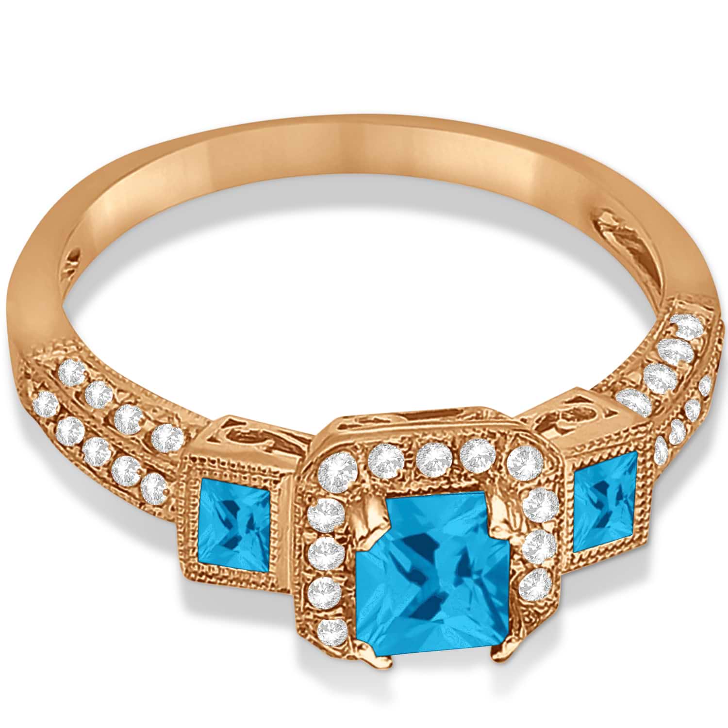 Blue Topaz & Diamond Engagement Ring in 14k Rose Gold (1.35ctw)