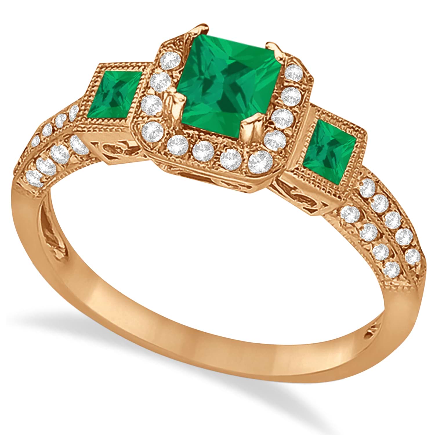 Emerald & Diamond Engagement Ring in 14k Rose Gold (1.35ctw)