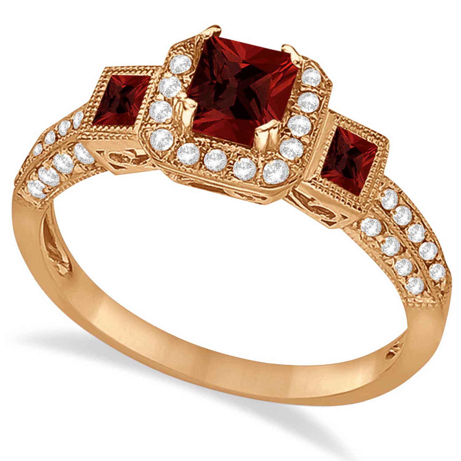 Garnet & Diamond Engagement Ring in 14k Rose Gold (1.35ctw)