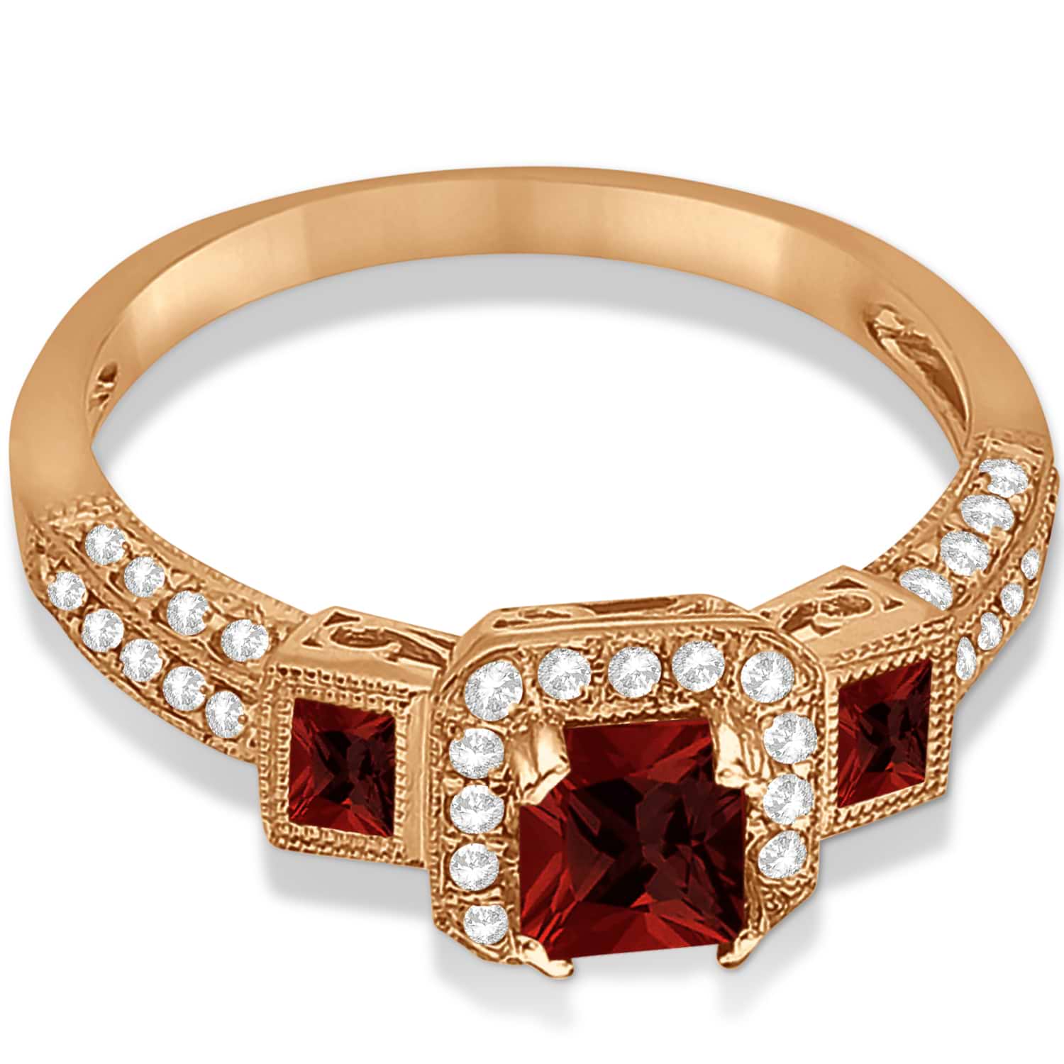 Garnet & Diamond Engagement Ring in 14k Rose Gold (1.35ctw)