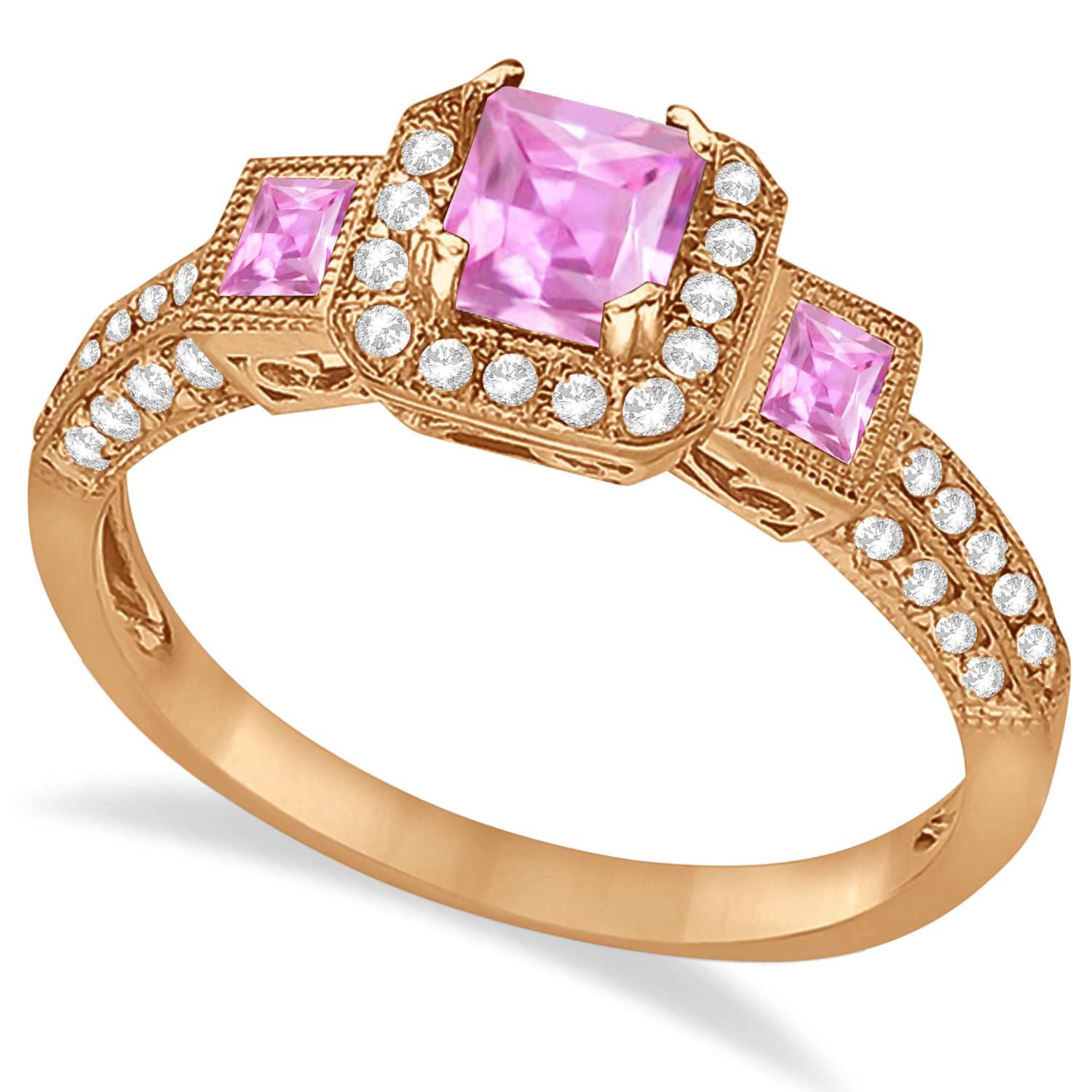 Pink Sapphire & Diamond Engagement Ring in 14k Rose Gold (1.35ctw)