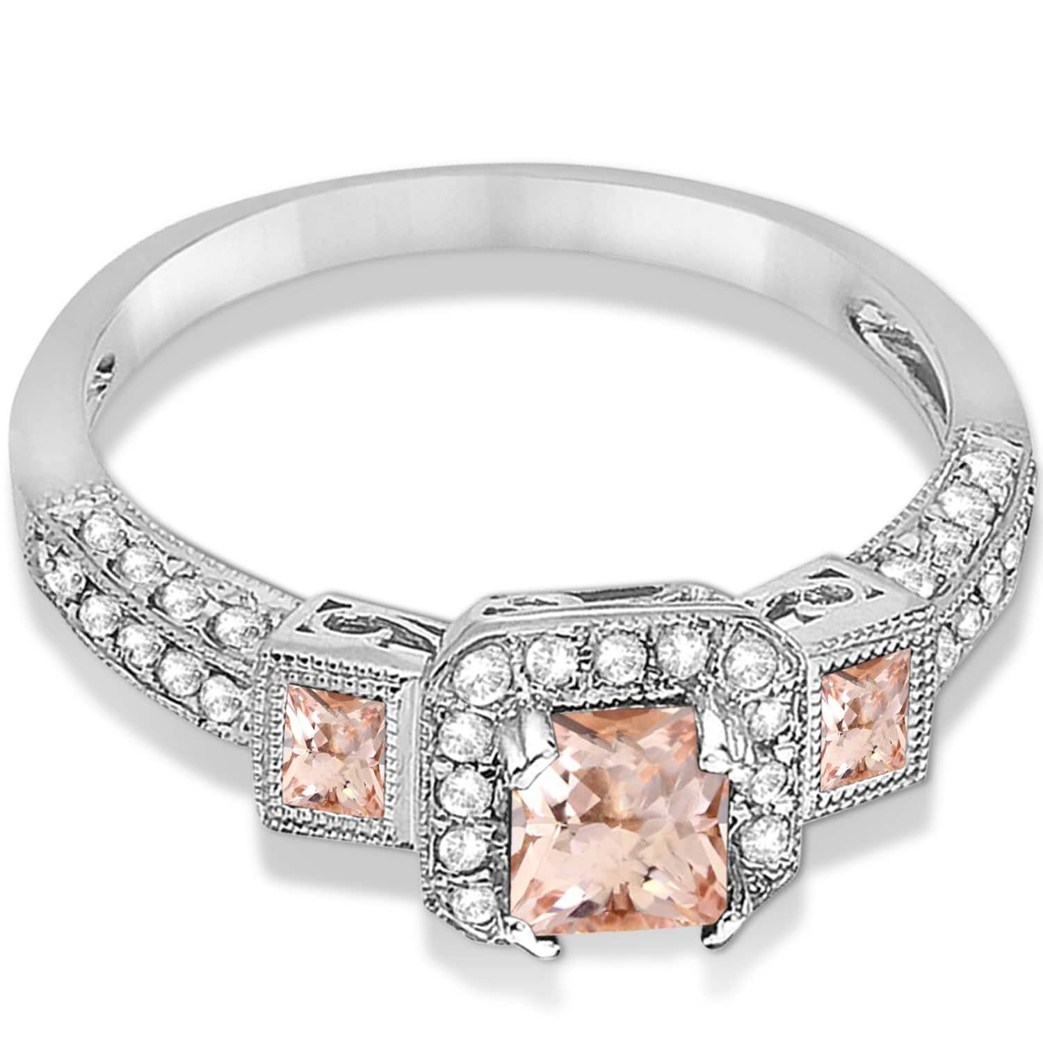 Morganite & Diamond Engagement Ring 14k White Gold (1.35ctw)