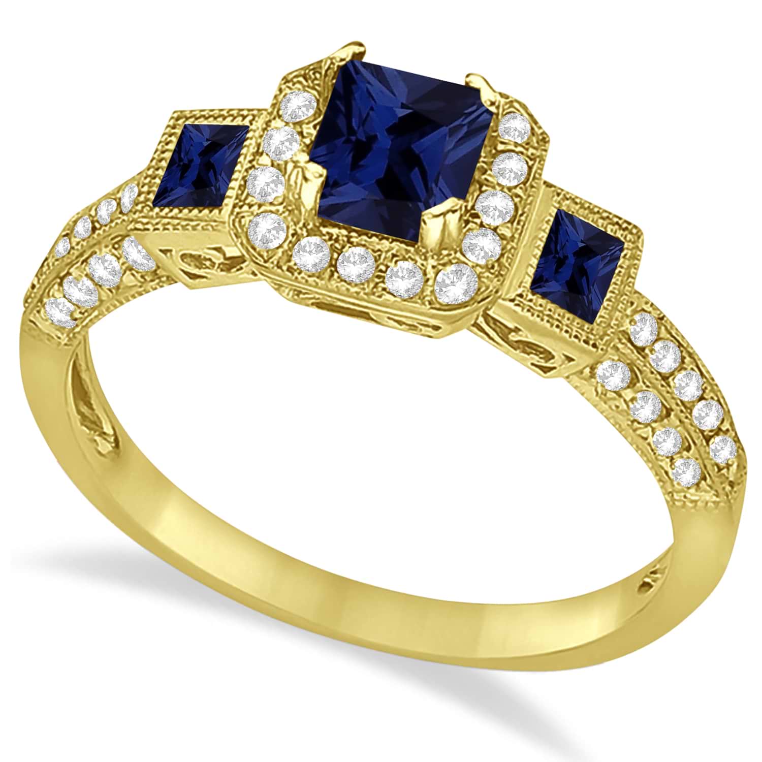 Blue Sapphire & Diamond Engagement Ring in 14k Yellow Gold (1.35ctw)