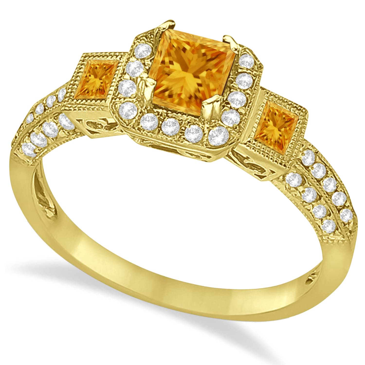 Citrine & Diamond Engagement Ring in 14k Yellow Gold (1.35ctw)