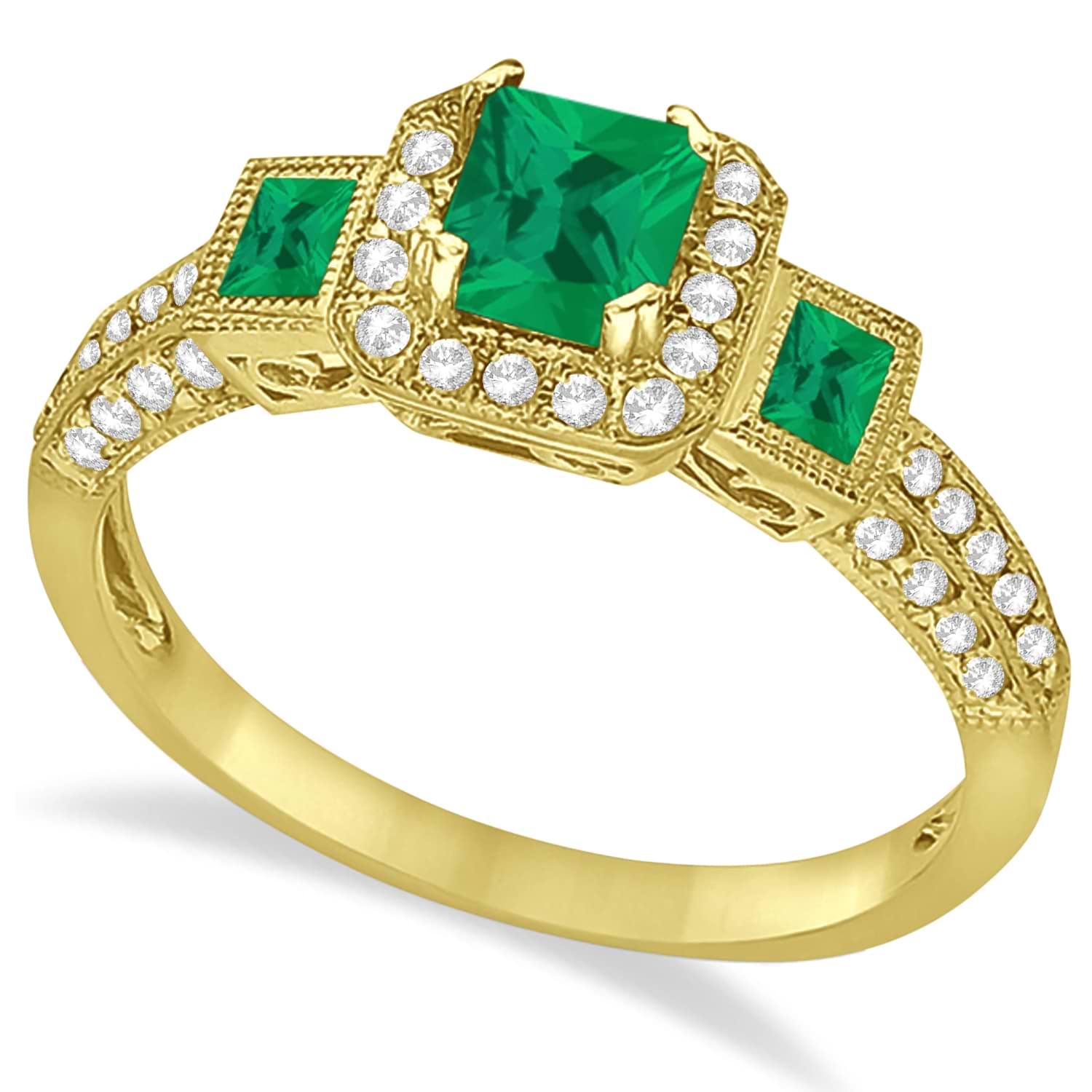 Emerald & Diamond Engagement Ring in 14k Yellow Gold (1.35ctw)