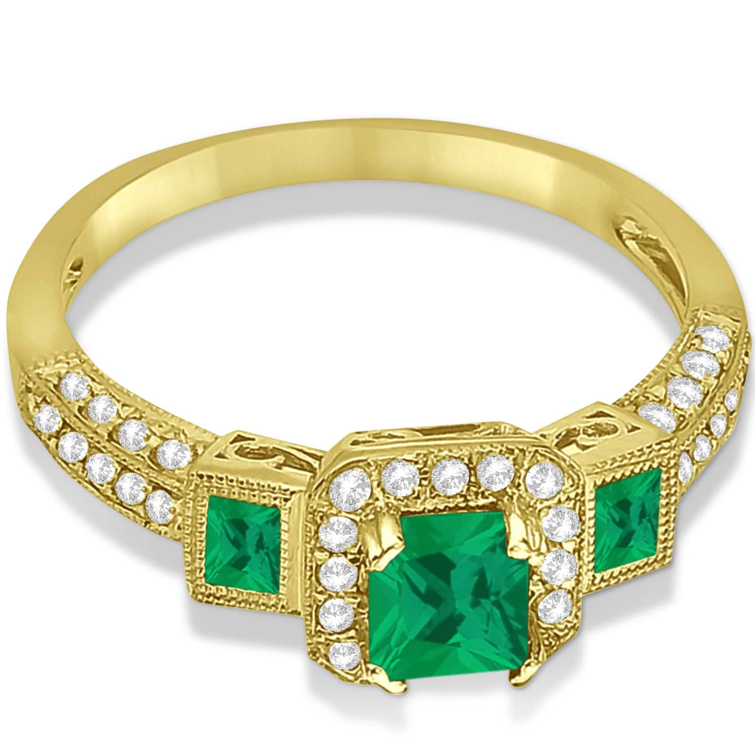 Emerald And Diamond Engagement Ring In 14k Yellow Gold 1 35ctw Cbr538