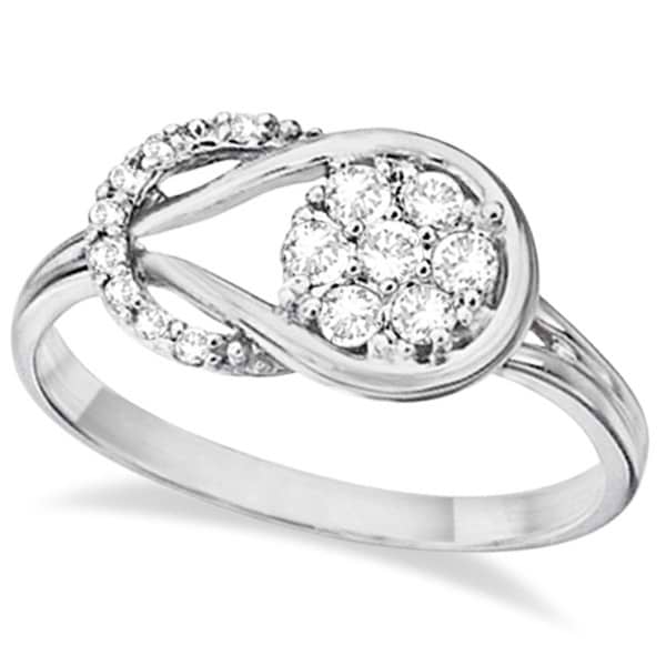 Diamond Love Knot Cluster Ring in 14k White Gold (0.25ct)