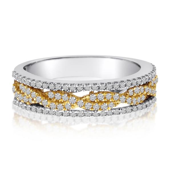 Multi Row Infinity Diamond Ring Wedding Band 14K Two-Tone Gold 0.51ct