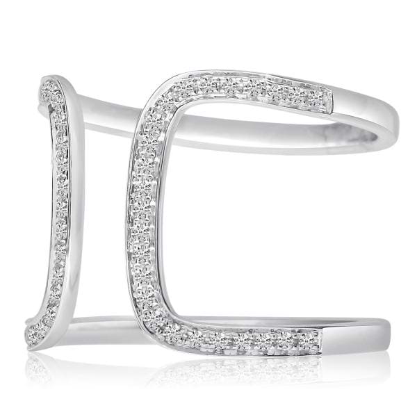 Omega Shape Diamond Fashion Ring 14k White Gold 0.2 ct