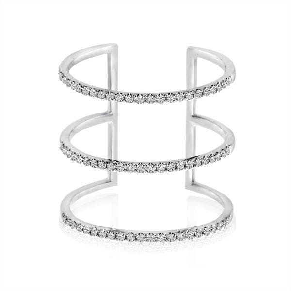 3-Row Diamond Fashion Ring 14k White Gold 0.25 ct