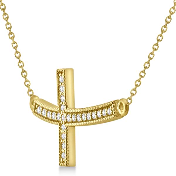 Primal Gold 14 Karat Rose Gold Large Sideways Curved Cross Necklace -  Walmart.com