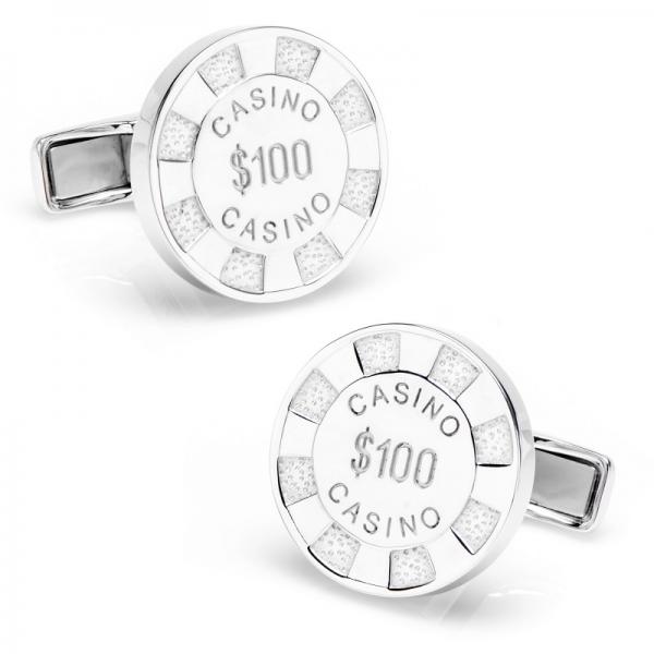 Men's Poker Chip Designed Cufflinks in Sterling Silver