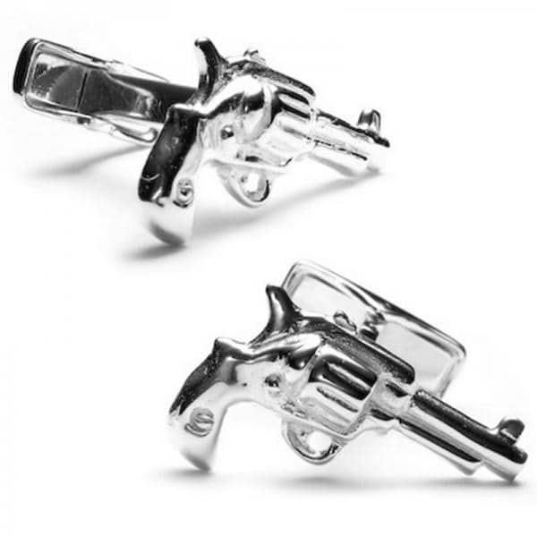 3-D Replica Revolver Cufflinks in Sterling Silver