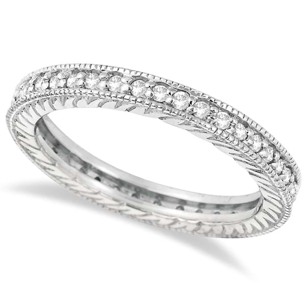 Stackable Diamond Eternity Filigree Ring Band 14k White Gold (0.50ct)