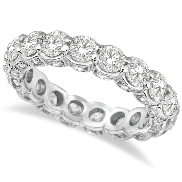 Luxury Prong Set Diamond Eternity Ring Band 18k White Gold (3.80ct)