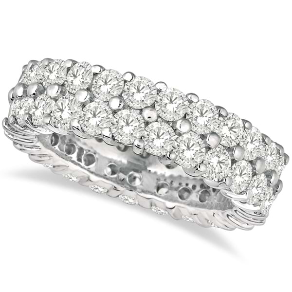 Two-Row Wide Band Diamond Eternity Ring 18k White Gold (2.50ct)