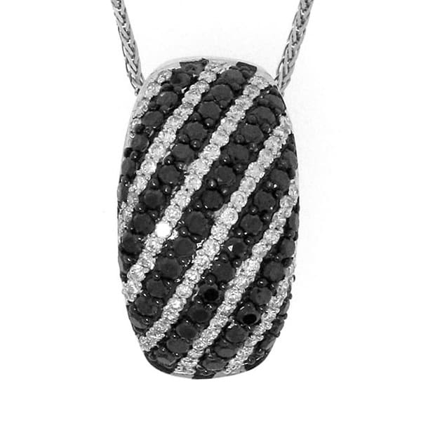 1.00ct 14k White Gold Black & White Diamond Pendant Necklace
