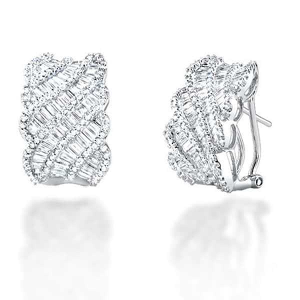3.00ct 14k White Gold Diamond Fancy Baguette Earrings