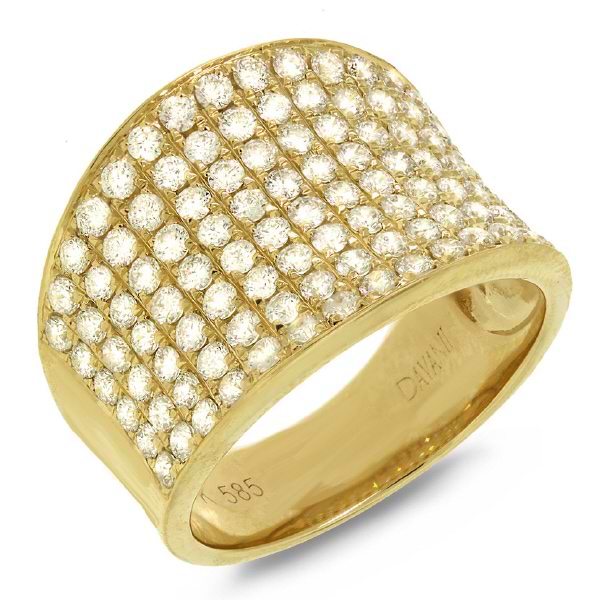 1.85ct 14k Yellow Gold Diamond Pave Ring