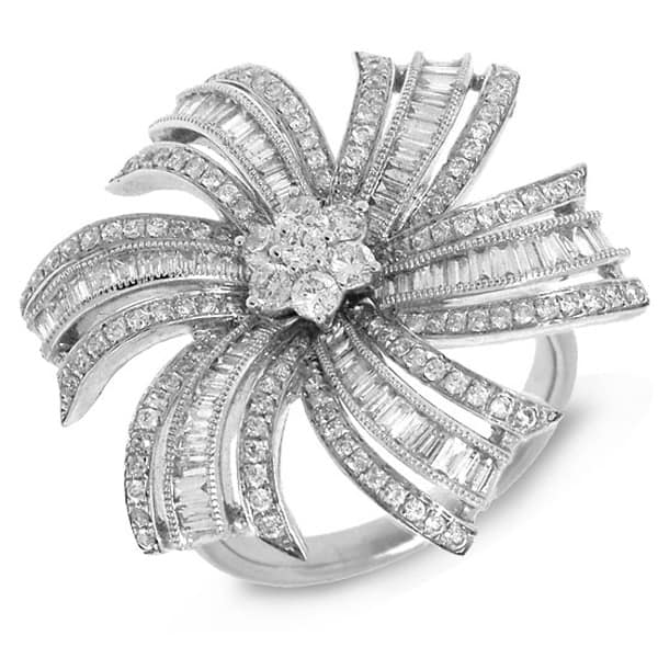 1.55ct 14k White Gold Diamond Flower Ring