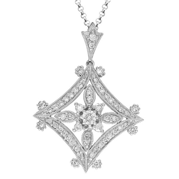 0.60ct 14k White Gold Diamond Pendant Necklace