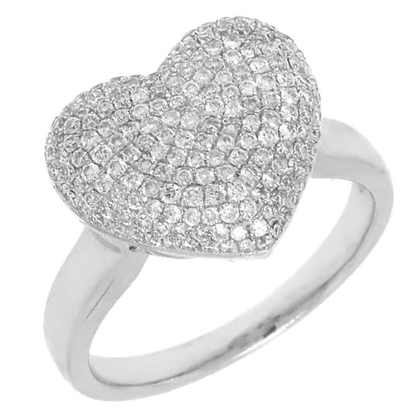 0.75ct 14k White Gold Diamond Pave Heart Ring