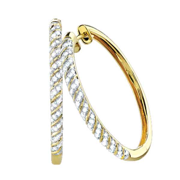 0.50ct 14k Yellow Gold Diamond Hoop Earrings