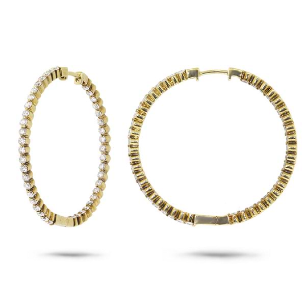 2.30ct 14k Yellow Gold Diamond Hoop Earrings