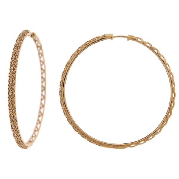 0.60ct 14k Rose Gold Diamond Hoop Earrings