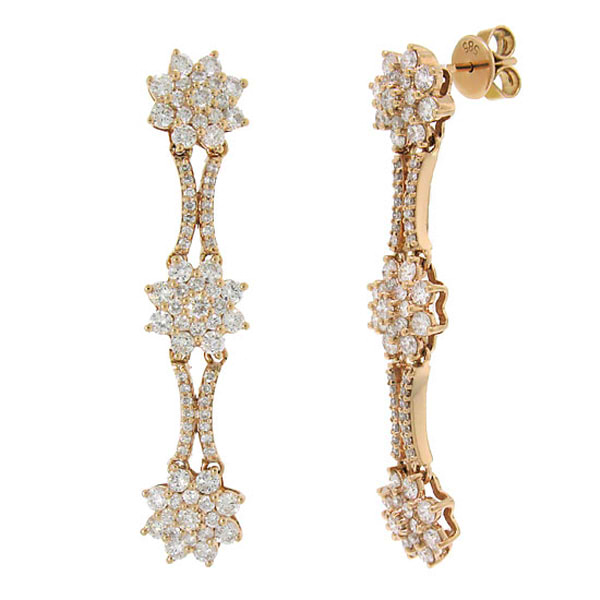 3.15ct 14k Rose Gold Diamond Fancy Earrings