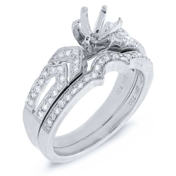 0.45ct 18k White Gold Diamond Semi-mount Ring 2-pc