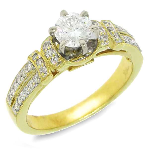 0.75ct 18k Yellow Gold Round Brilliant Diamond Engagement Ring