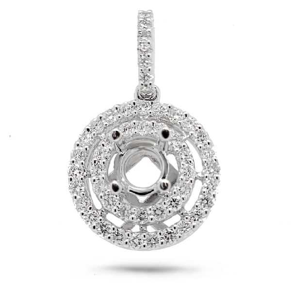 0.50ct 14k White Gold Diamond Semi-mount Pendant Necklace