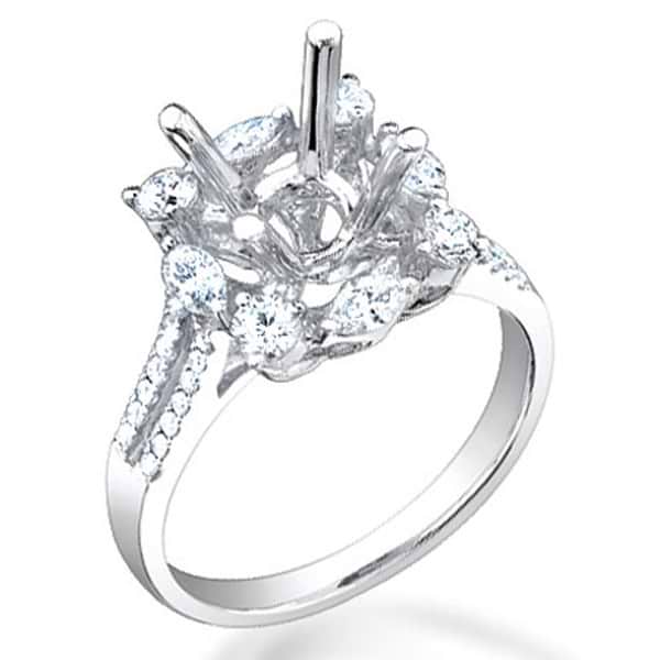 0.85ct 18k White Gold Diamond Semi-mount Ring