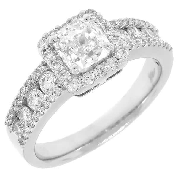 1.77ct 18k White Gold GIA Certified Cushion Cut Diamond Engagement Ring (H Color, VVS1 Clarity)