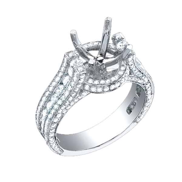1.80ct 18k White Gold Diamond Semi-mount Ring Size 5.5