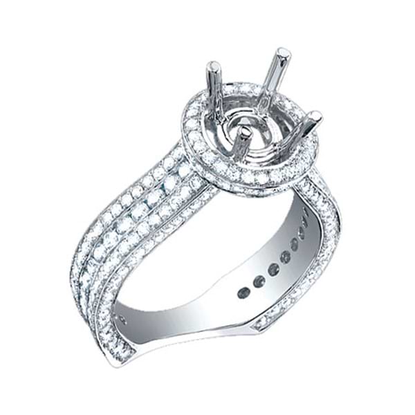 1.60ct 18k White Gold Diamond Semi-mount Ring Size 6.5