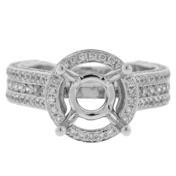 1.60ct 18k White Gold Diamond Semi-mount Ring Size 6