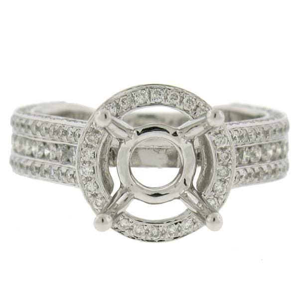 1.60ct 18k White Gold Diamond Semi-mount Ring Size 7