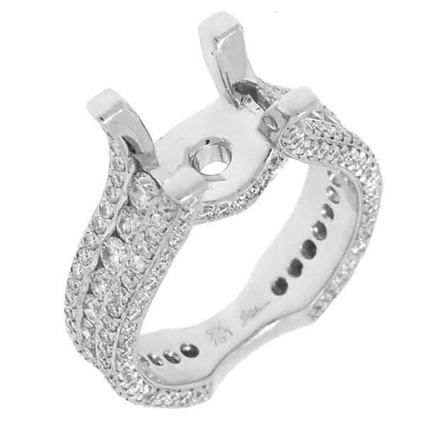 1.90ct 18k White Gold Diamond Semi-mount Ring Size 5.5