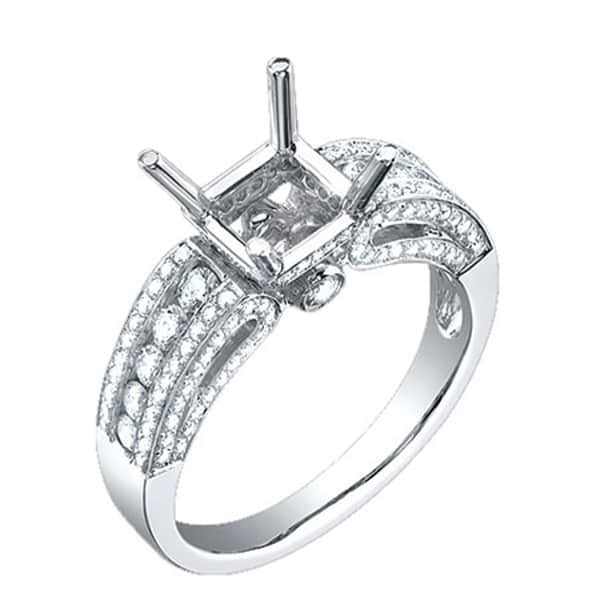 0.90ct 18k White Gold Diamond Semi-mount Ring Size 7
