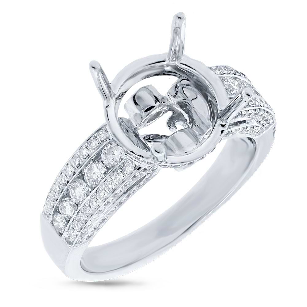 0.74ct 18k White Gold Diamond Semi-mount Ring