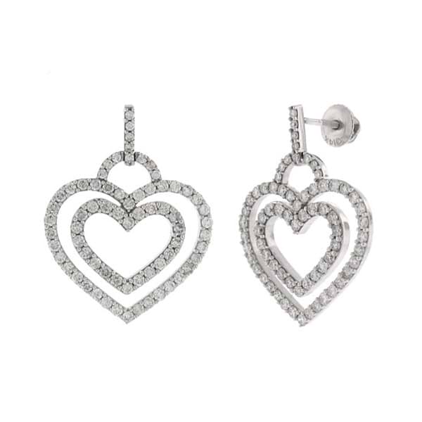 2.05ct 14k White Gold Diamond Heart Drop Earrings