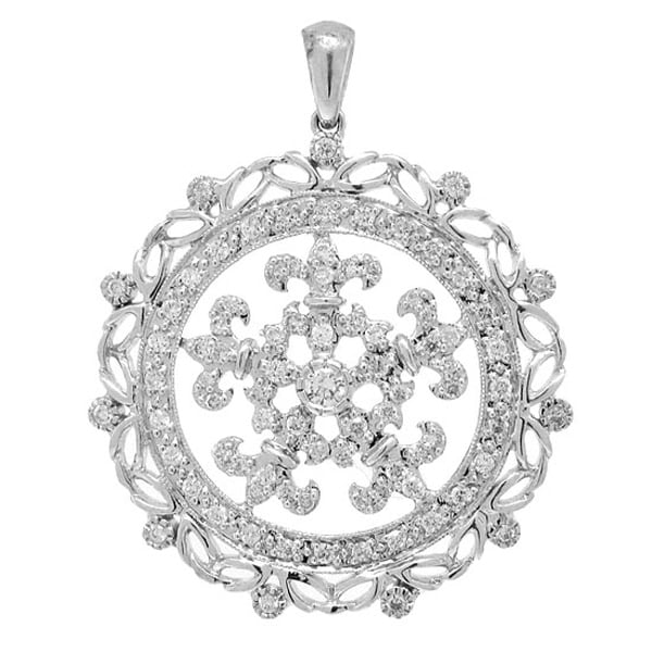 0.75ct 14k White Gold Diamond Snowflake Pendant Necklace