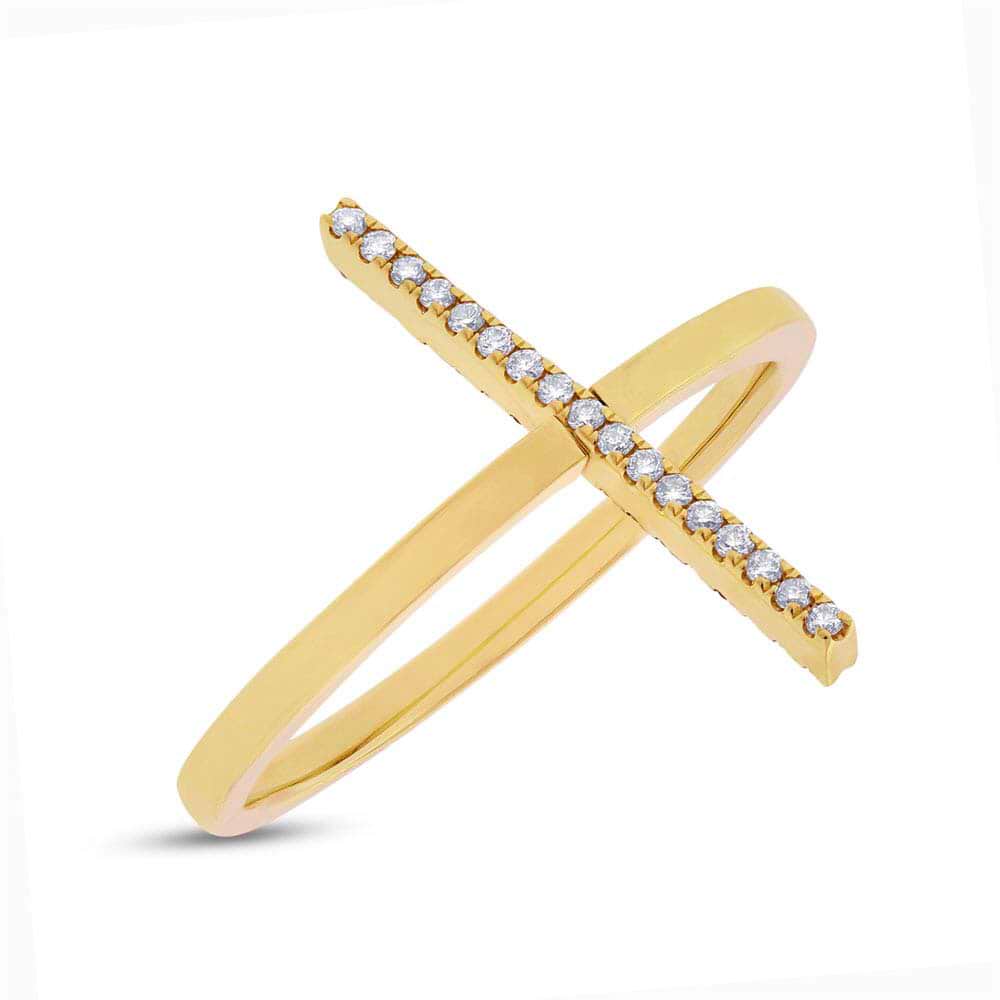 0.15ct 14k Yellow Gold Black & White Diamond Bar Lady's Ring