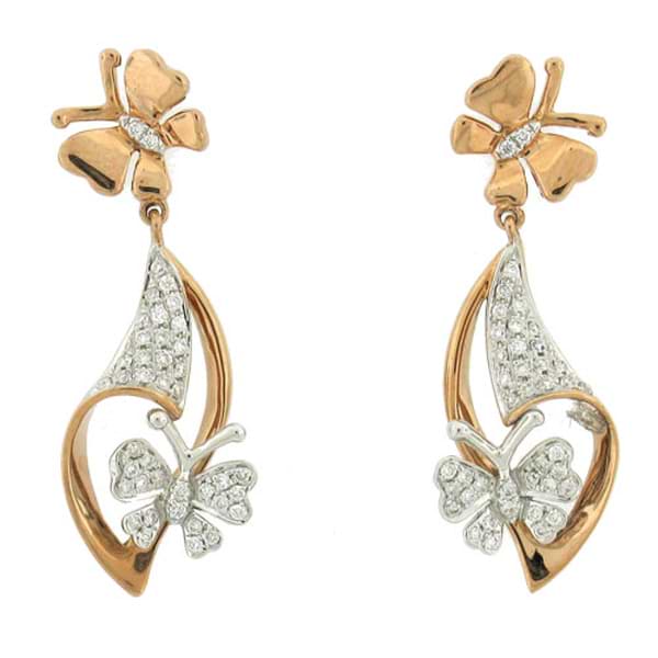 0.25ct 14k Two-tone Rose Gold Diamond Butterfly Earrings