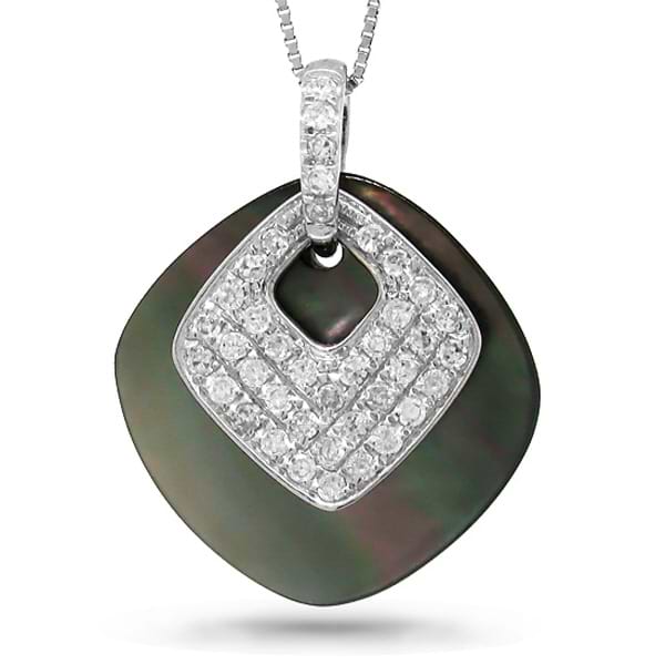 0.27ct Diamond & Mother Of Pearl 14k White Gold Pendant Necklace